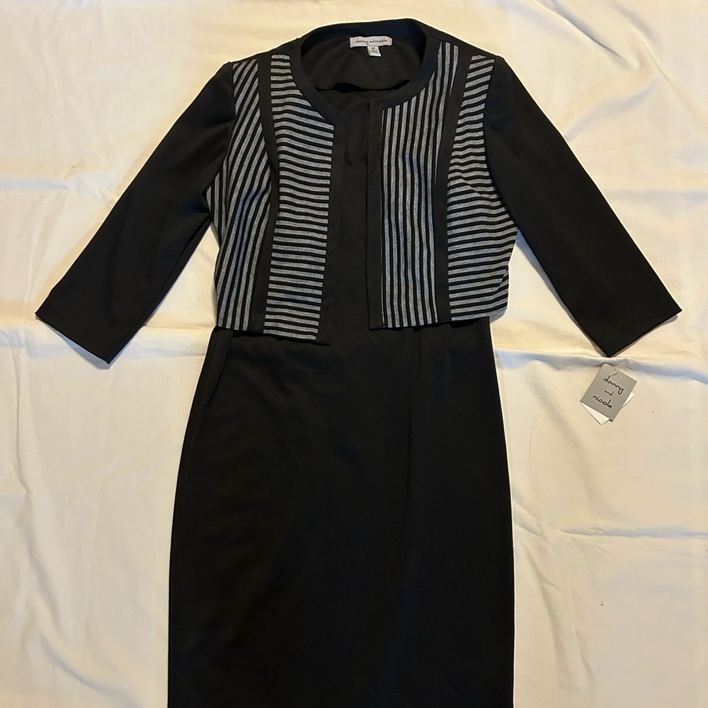 Danny & Nicole Black Dress with Gray Stripes